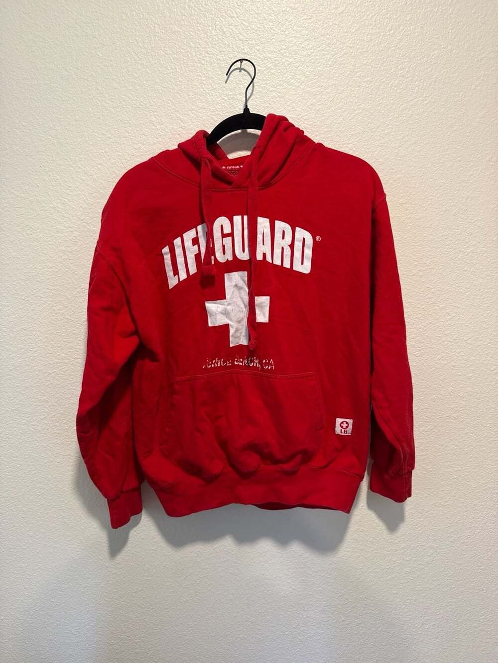 Lifeguard Venice Beach CA Red Pullover Hoodie Size Medium